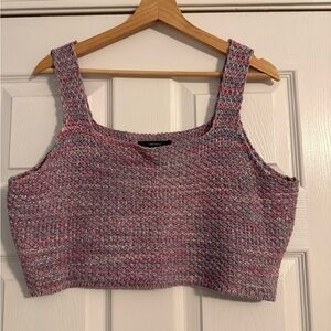 Forever 21 Pink and Gray Marled Cropped Knit Tank